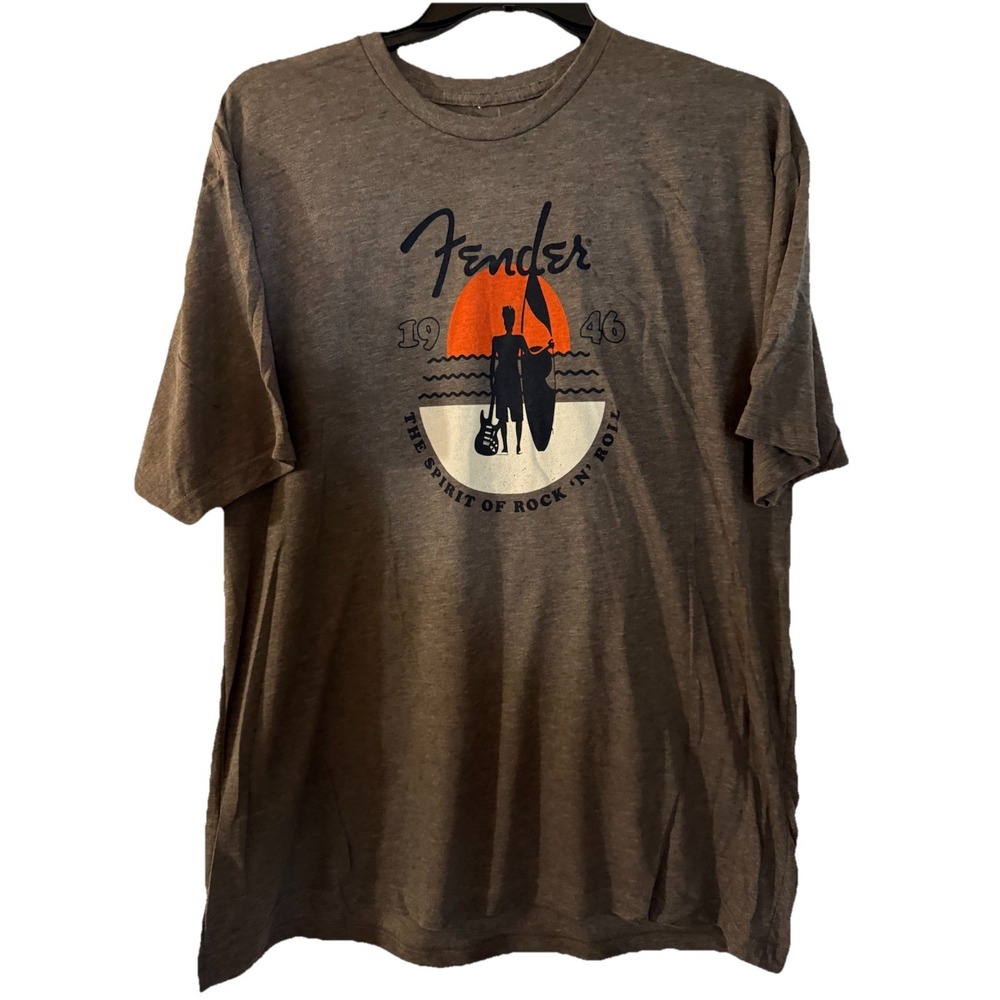 Fender Guitar The Spirit Of Rock N Roll Guitar Pick Mens 2XL Gray Grapic TShirt